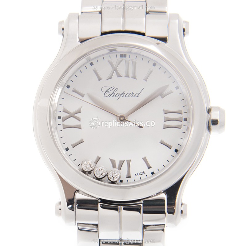 Chopard Happy Sport Quartz - Stainless Steel Case - White Dial - Silver Strap